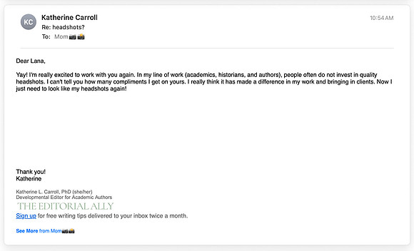 Email from Katherine Carroll