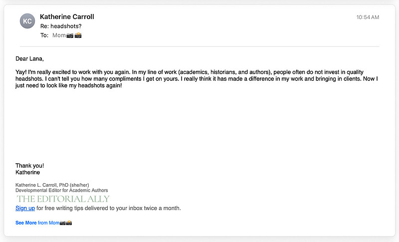 Email from Katherine Carroll