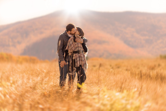 Romantic engagement portrait photographed by Studio Lana at Hunter mountain. Natural-light couple session capturing connection, emotion, and timeless elegance.